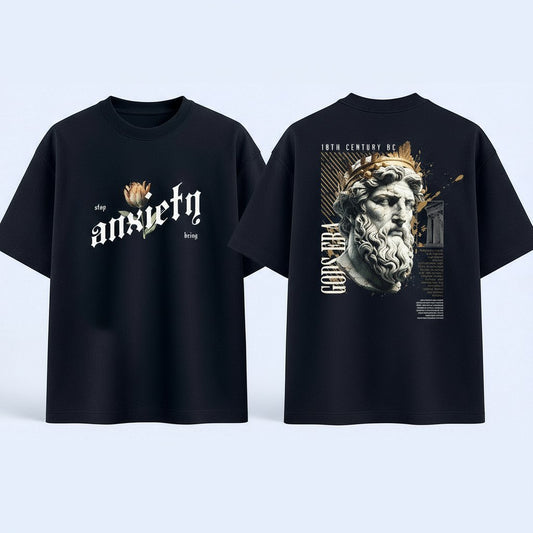 A Black Streetwear T-Shirt – Anxiety & Gods Era Graphic Design