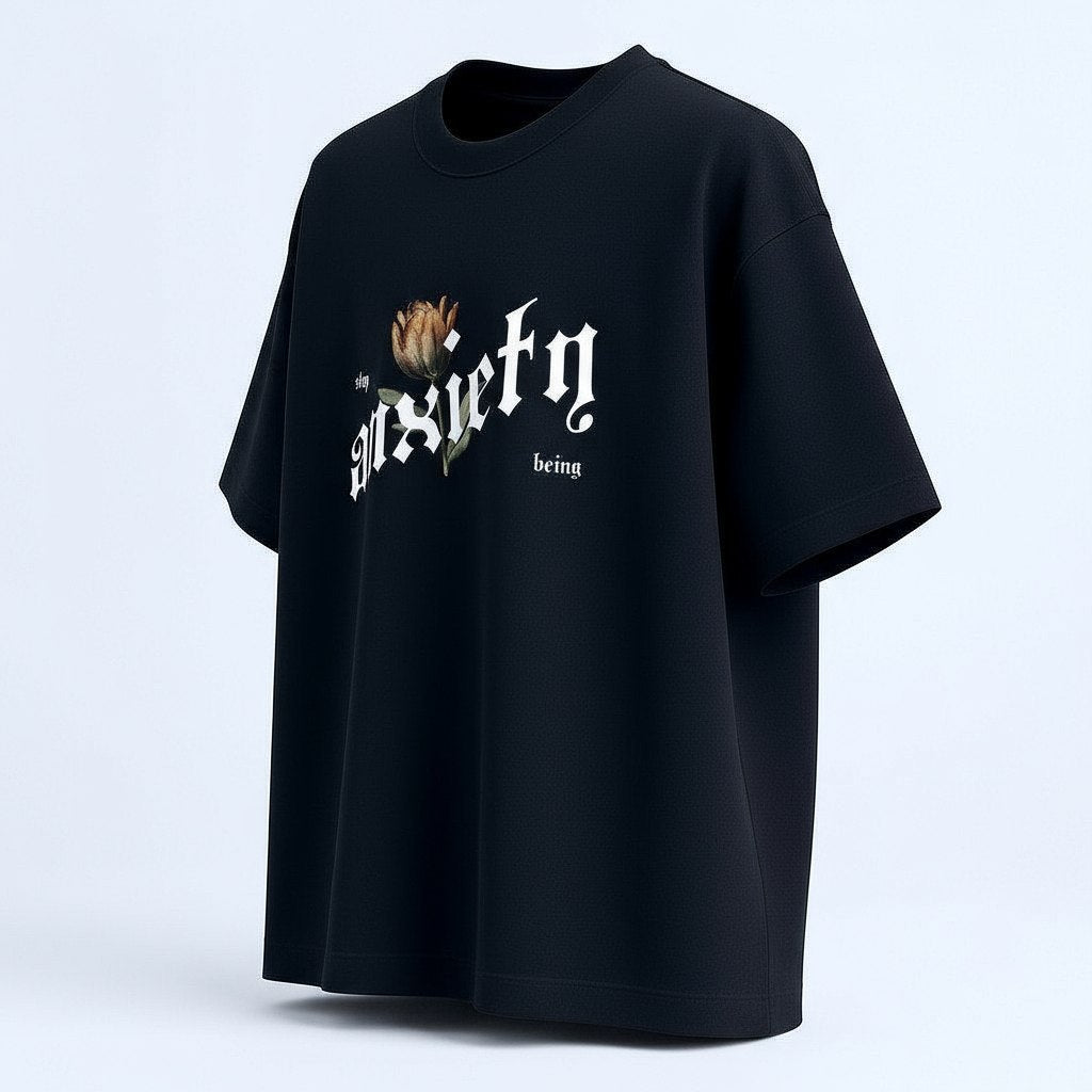A Black Streetwear T-Shirt – Anxiety & Gods Era Graphic Design