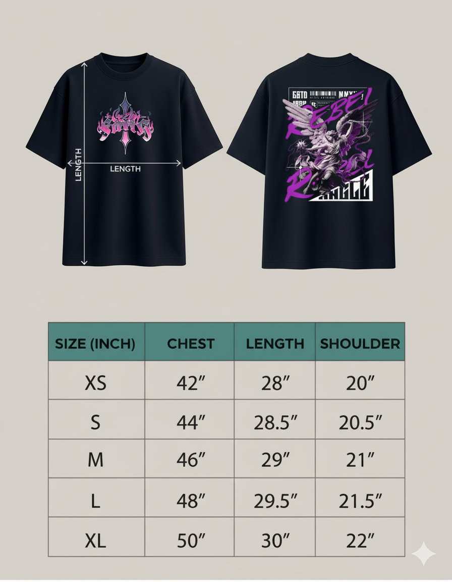 ZEBTION “Rebel & Saint” Oversized Streetwear T-Shirt – Bold Typography & Angelic Artwork