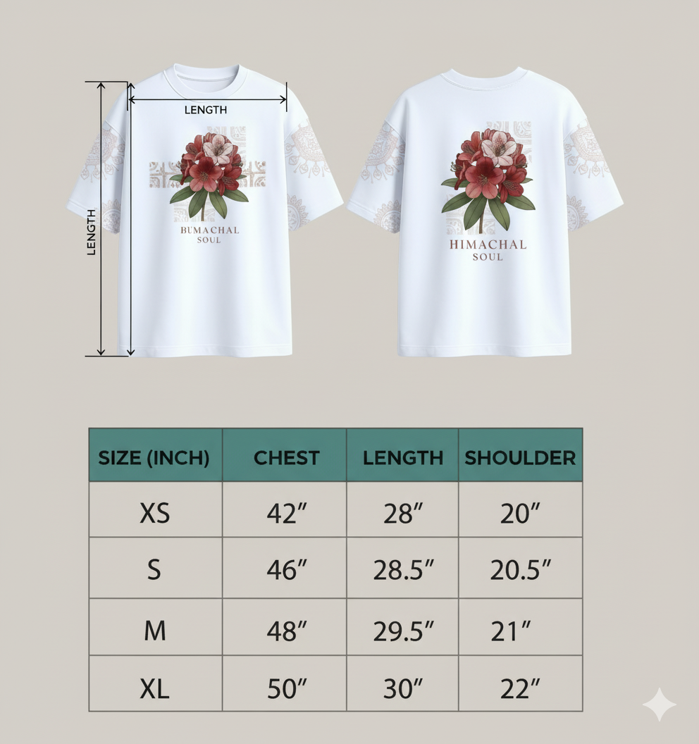 Buransh Blossom – Himachal Soul Graphic White T-Shirt (Unisex)