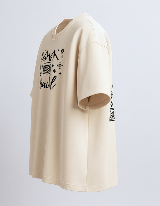 Beige Himachal Oversized T-Shirt – Pahadi Culture Inspired Design