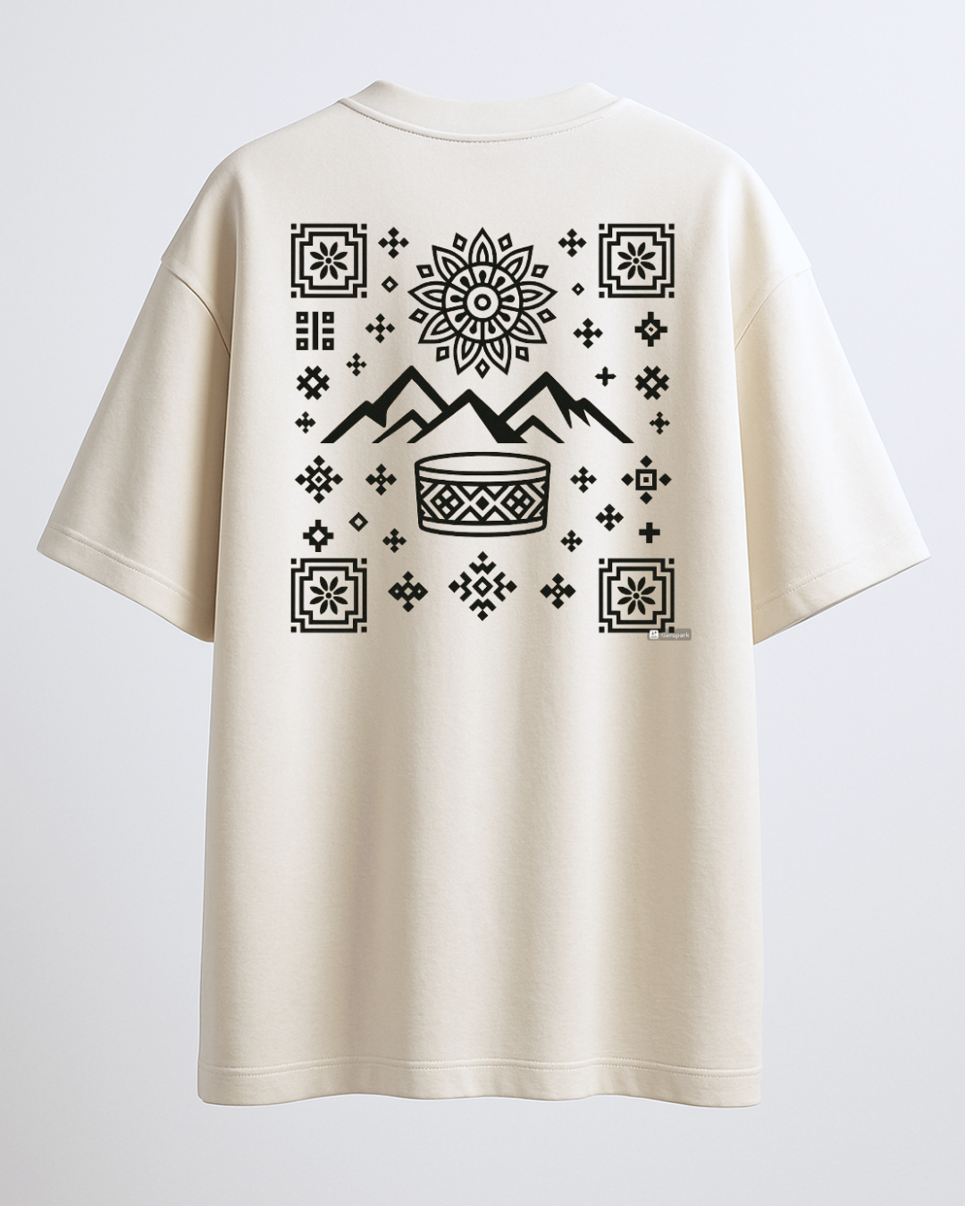 Beige Himachal Oversized T-Shirt – Pahadi Culture Inspired Design