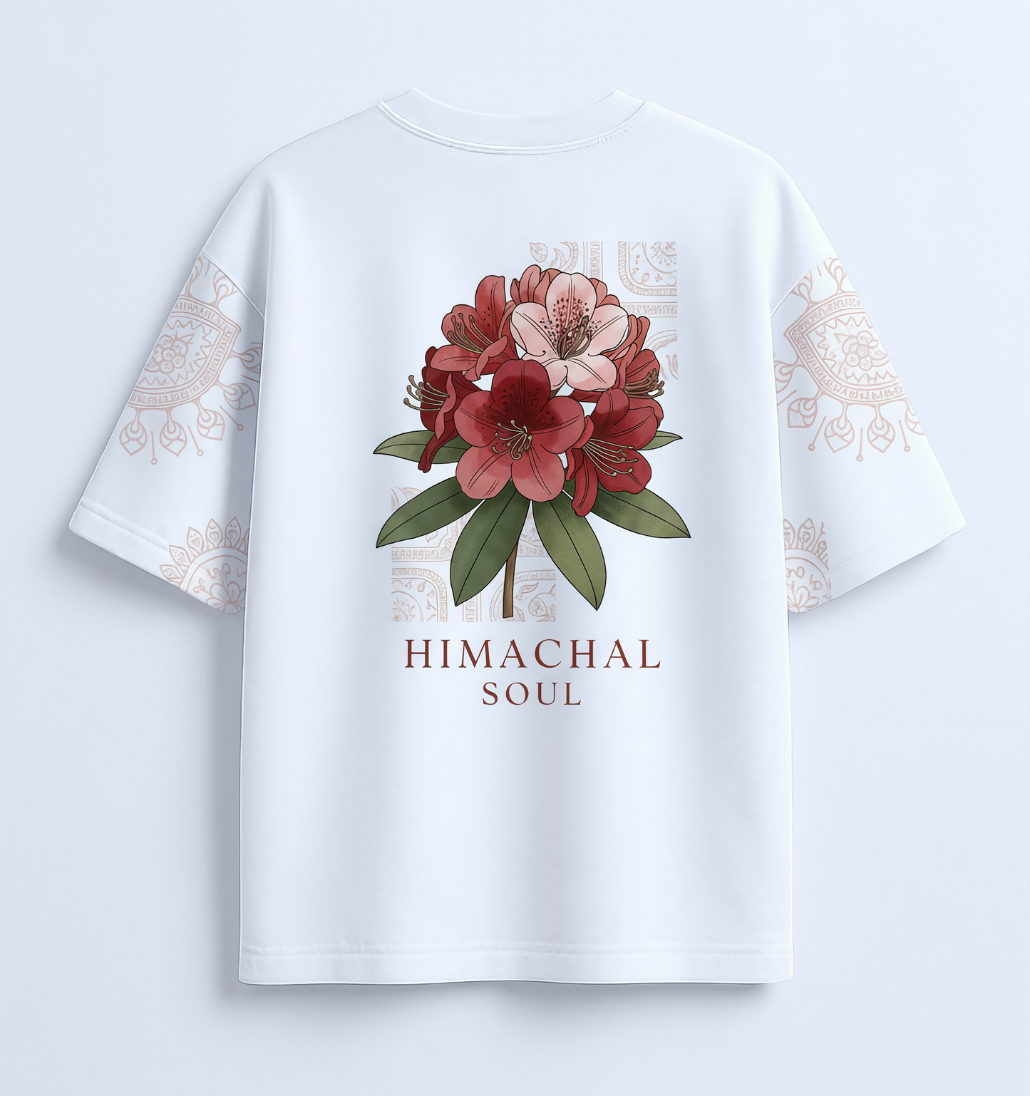 Buransh Blossom – Himachal Soul Graphic White T-Shirt (Unisex)