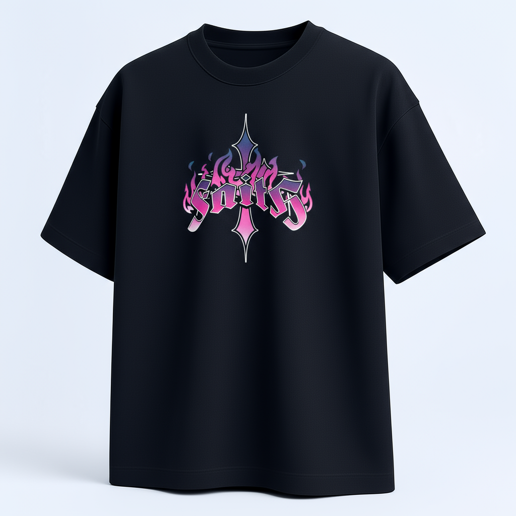 ZEBTION “Rebel & Saint” Oversized Streetwear T-Shirt – Bold Typography & Angelic Artwork