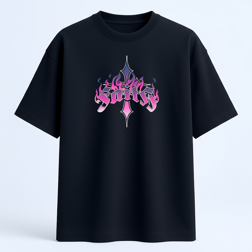 ZEBTION “Rebel & Saint” Oversized Streetwear T-Shirt – Bold Typography & Angelic Artwork