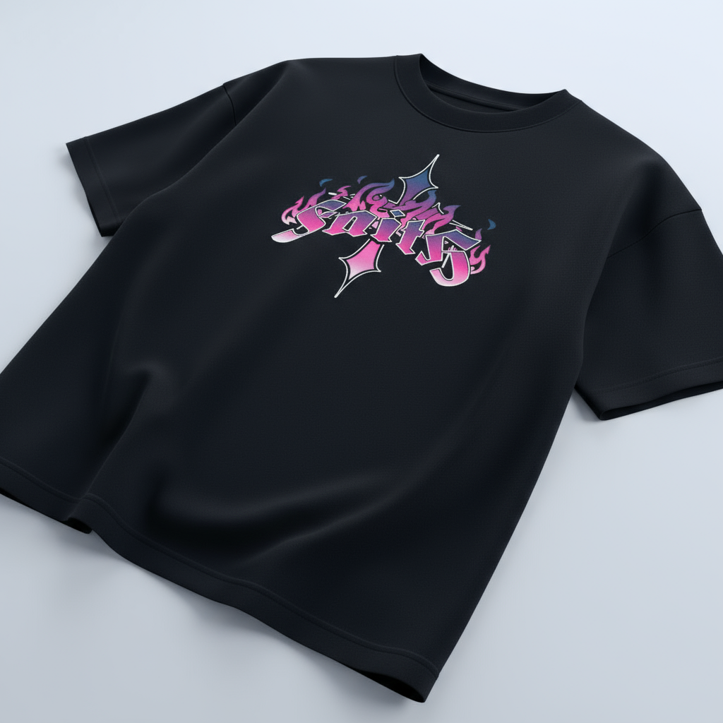 ZEBTION “Rebel & Saint” Oversized Streetwear T-Shirt – Bold Typography & Angelic Artwork