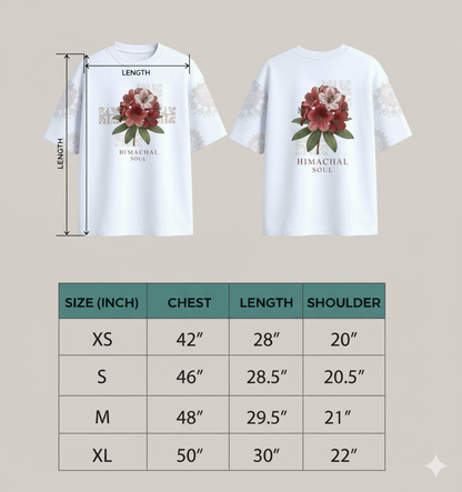 Buransh Blossom – Himachal Soul Graphic White T-Shirt (Unisex)