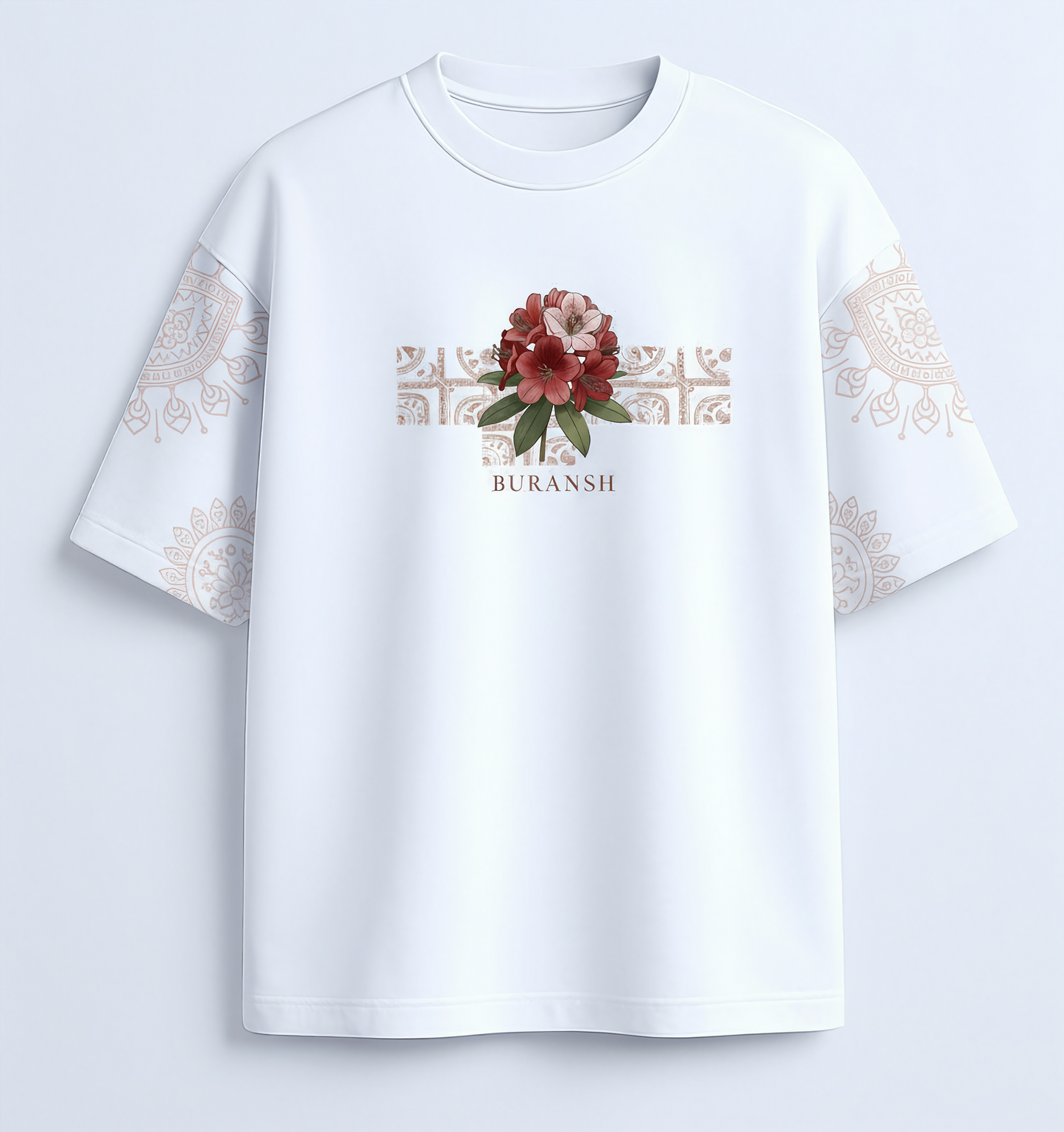 Buransh Blossom – Himachal Soul Graphic White T-Shirt (Unisex)
