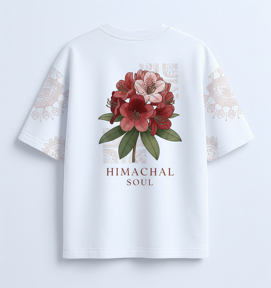 Buransh Blossom – Himachal Soul Graphic White T-Shirt (Unisex)