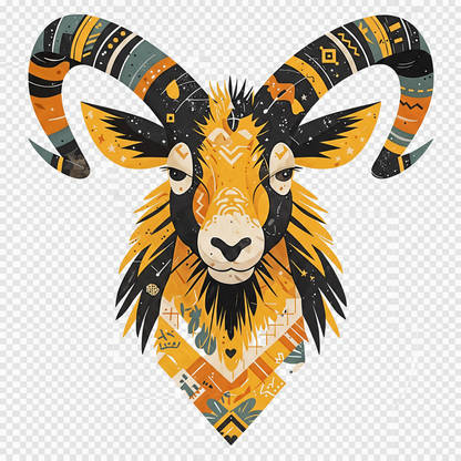 Abstract Himachali Mountain Goat (Khadu) Spirit Design Oversized Tee