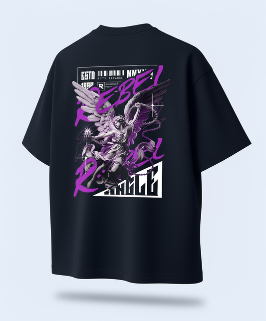 ZEBTION “Rebel & Saint” Oversized Streetwear T-Shirt – Bold Typography & Angelic Artwork