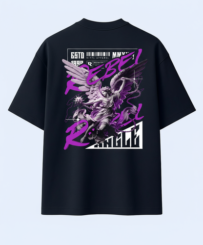 ZEBTION “Rebel & Saint” Oversized Streetwear T-Shirt – Bold Typography & Angelic Artwork